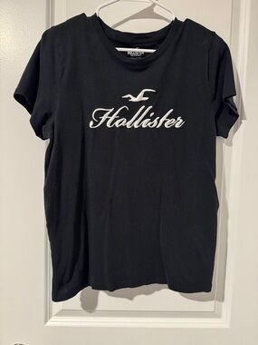 Hollister Black Tee with White Script Logo